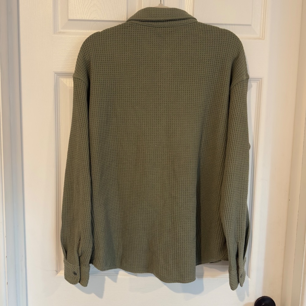 Buffalo David Bitton Waffle Knit Button Up Shirt Faded Sage Green SLC0027 Small - Picture 8 of 8